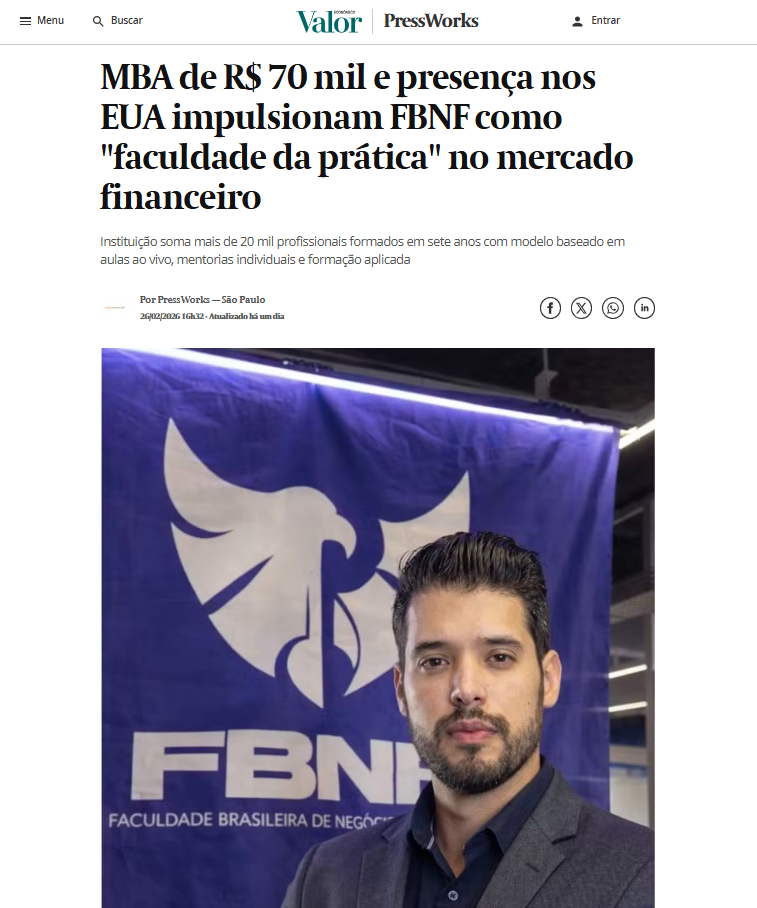 FBNF no Valor Econômico destaque na mídia econômica